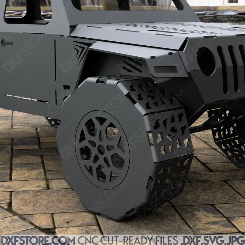 ​Jeep Fire pit with BBQ Grill DXF File SVG File For Laser cutting