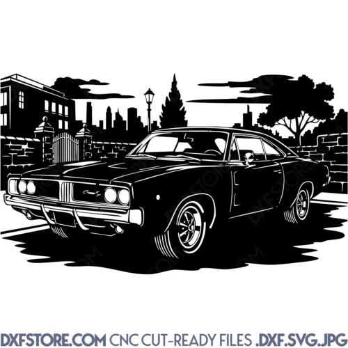 1968 Dodge Charger R-T 440 DXF Cut File _ Muscle-Car-CNC-Plasma-Laser-Cut-File