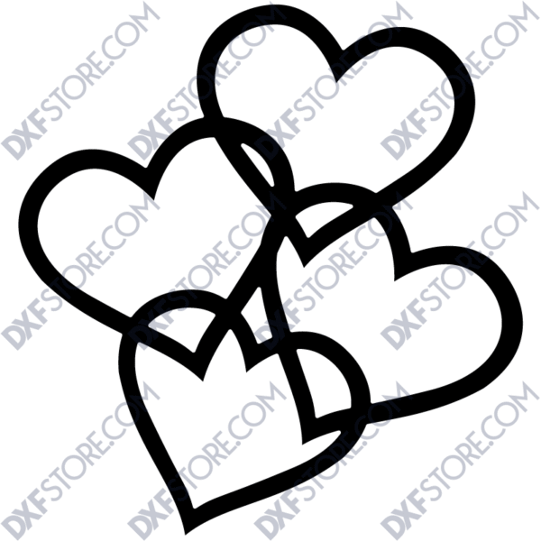 Ornamental Hearts With Personalized Laser Cut Names Plasma Cut DXF file