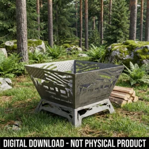 American RV Camper Fire Pit Patriotic Design CNC Files