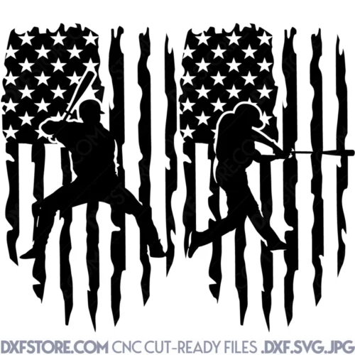 Baseball Pose Baseball Player US Flag 2 designs