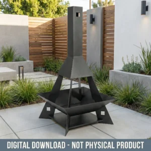 Cozy Outdoor Lounge Heating With Pyramid Chimney Fire Pit DXF File Fabrication Plan