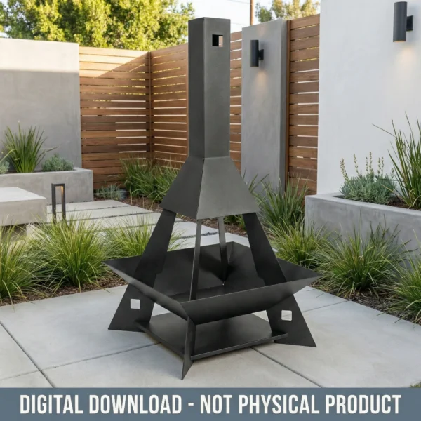 Cozy Outdoor Lounge Heating With Pyramid Chimney Fire Pit DXF File Fabrication Plan