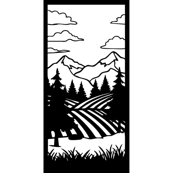 Free CNC DXF File Scenic Silhouette Mountain Forest