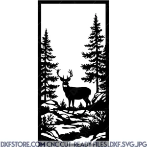 Free Deer in Pine Forest DXF File