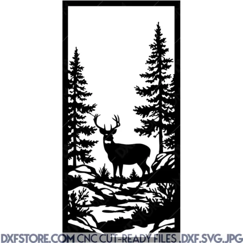 Free Deer in Pine Forest DXF File