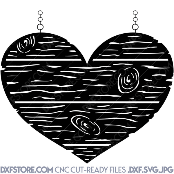 Door Sign Heart Wood Style CNC Dxf Files - Front Door Decor DXF Files