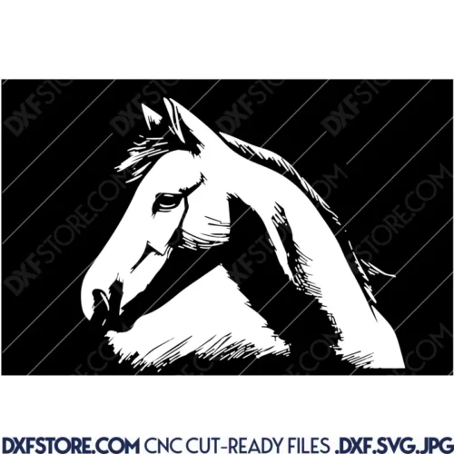 Intricate Horse Head DXF Design for Precision CNC Cutting - Free Download