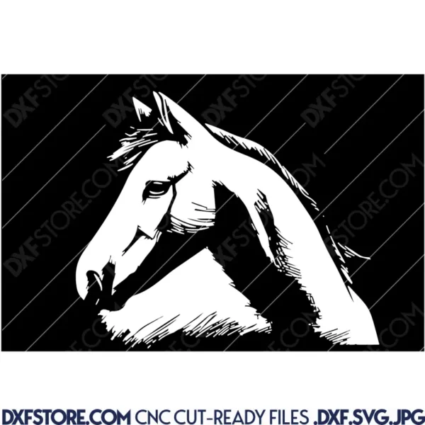Intricate Horse Head DXF Design for Precision CNC Cutting - Free Download Intricate Horse Head DXF Design for Precision CNC Cutting - Free Download