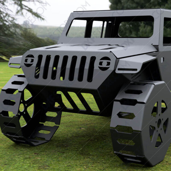 Jeep Fire pit Complete Car Fire pit 48X26X23 in DXF File Downloadable DXF CNC File for Plasma Cut-Ready DXF File