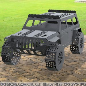 Jeep Fire pit With BBQ Grill DXF files for CNC plasma cutting