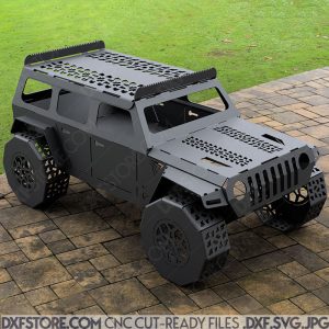 Jeep Fire pit With BBQ Grill DXF files for plasma cutting