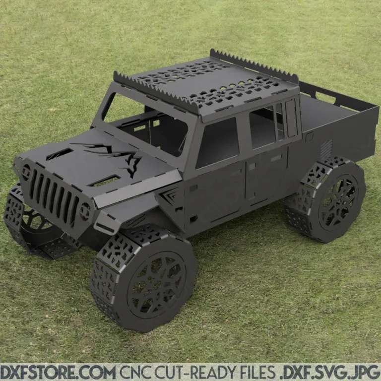 Jeep Gladiator Fire pit with notched Grill for skewers Jeep Gladiator Complete Car Fire pit and BBQ Grill