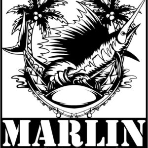 Marlin Fish with Fishing Rods and Sea Waves Signs CNC Cut-Ready Marlin Fish with Fishing Rods and Sea Waves Signs CNC Cut-Ready