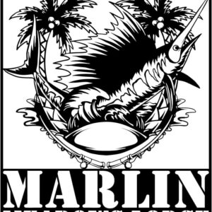 Marlin Fish with Fishing Rods and Sea Waves Signs CNC DXF Files Marlin Fish with Fishing Rods and Sea Waves Signs CNC DXF Files