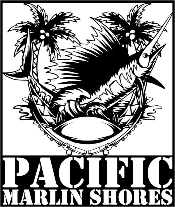 Marlin Fish with Fishing Rods and Sea Waves Signs CNC Plasma and Laser Cut DXF File Marlin Fish with Fishing Rods and Sea Waves Signs CNC Plasma and Laser Cut DXF File