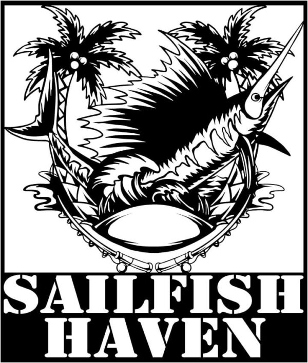 Marlin Fish with Fishing Rods and Sea Waves Signs CNC plasma DXF files Marlin Fish with Fishing Rods and Sea Waves Signs CNC plasma DXF files