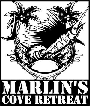 Marlin Fish with Fishing Rods and Sea Waves Signs DXF File SVG File For Laser Cut