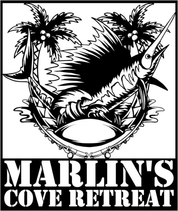 Marlin Fish with Fishing Rods and Sea Waves Signs DXF File SVG File For Laser Cut Marlin Fish with Fishing Rods and Sea Waves Signs DXF File SVG File For Laser Cut