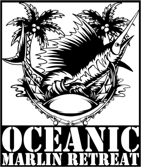 Marlin Fish with Fishing Rods and Sea Waves Signs Plasma Art and Laser Cut DXF File Marlin Fish with Fishing Rods and Sea Waves Signs Plasma Art and Laser Cut DXF File
