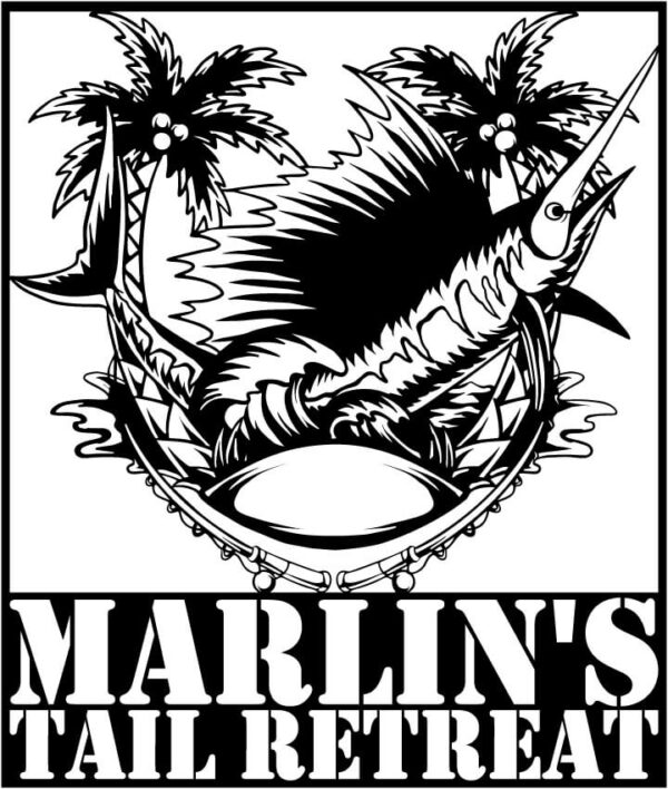 Marlin Fish with Fishing Rods and Sea Waves Signs Plasma Cut CNC File Marlin Fish with Fishing Rods and Sea Waves Signs Plasma Cut CNC File