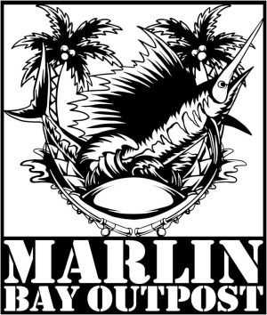 Marlin Fish with Fishing Rods and Sea Waves Signs Plasma Cut DXF File Cut-Ready for Plasma