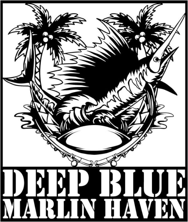 Marlin Fish with Fishing Rods and Sea Waves Signs Plasma and Laser Cut DXF File Marlin Fish with Fishing Rods and Sea Waves Signs Plasma and Laser Cut DXF File