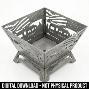 American Patriotic Fire Pit for RV Glamping DXF File (Digital DXF Design)