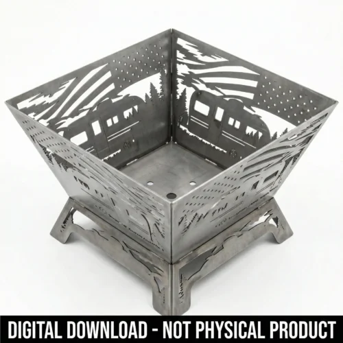 American Patriotic Fire Pit for RV Glamping DXF File (Digital DXF Design)