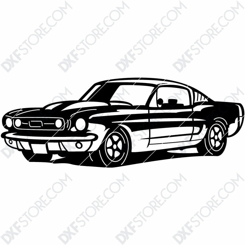 1967 Mustang GT Fastback Muscle Car Cut-Ready DXF File for CNC Laser Cut