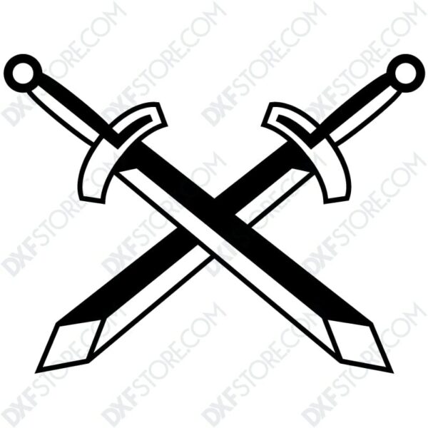 Free DXF File of 2 Swords-3
