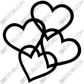 4 Ornamental Hearts