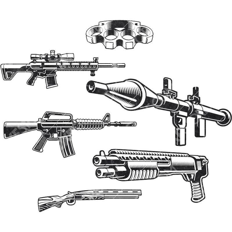 Arms Rifles Guns Package DXF File Plasma Cut DXF File Cut Ready for CNC Plasma and Laser Cut