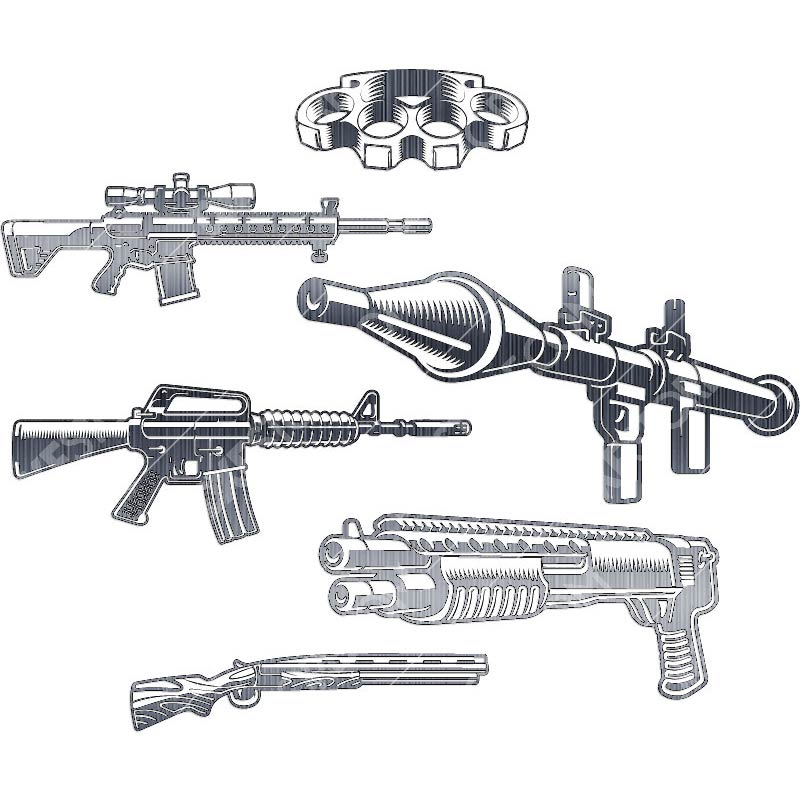 Arms Rifles Guns Package Downloadable DXF File for CNC Plasma Cut and Laser Cut