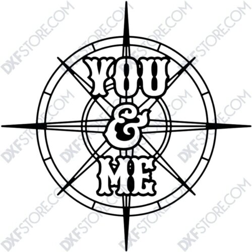 Compass Rose You & Me - DXF File Cut-Ready for CNC Laser & plasma ...