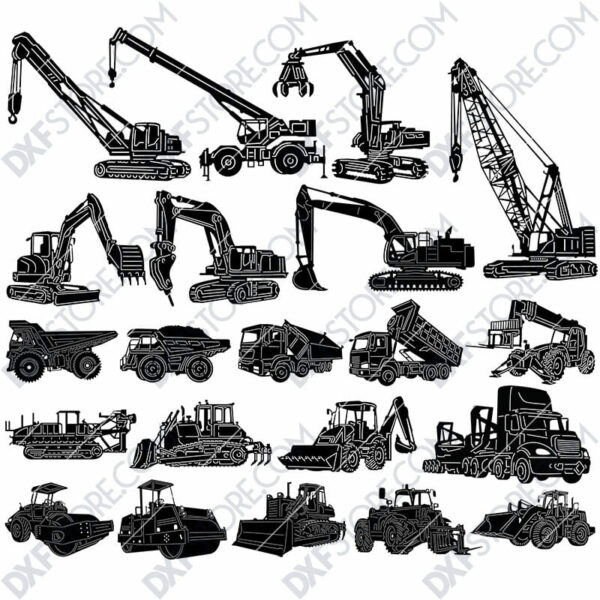 Construction Building Equipments Package DXF SVG Plasma Laser Downloadable Files For Sale