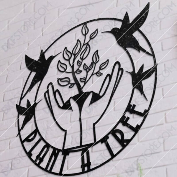 Custom Design Plant A Tree Logo Cut-Ready Plasma Cut DXF File for CNC Plasma and Laser Cut