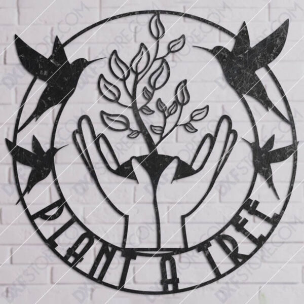 Custom Design Plant A Tree Logo Downloadable for CNC Plasma DXF Files Download