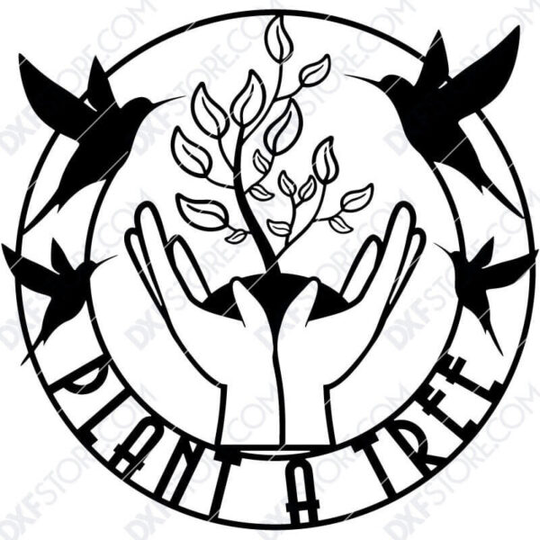 Custom Design Plant A Tree Logo Plasma Art for CNC Plasma Cut Cut-Ready DXF File for CNC