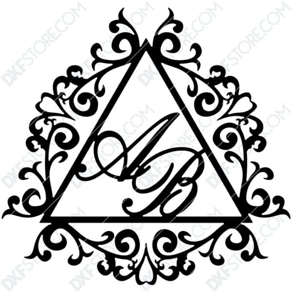 Decorative Frame Monogram Vintage Filigree Plasma Cut DXF File Cut-Ready for CNC Plasma and Laser Cut