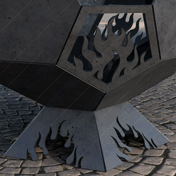 Fire Pit Ball With Ornamental Flames DXF File for Outdoor Fireplace Plasma and Laser Cut for CNC