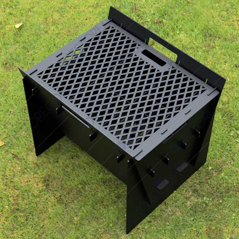 Fire Pit Collapsible Fire Pit BBQ Portable Outdoor Backyard and Camp Cooker 24Lx22Wx20H DXF File Laser Cutter