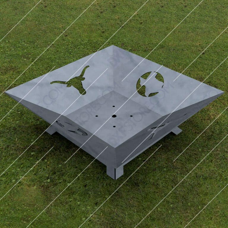 Fire Pit Square Texas Longhorns Downloadable DXF CNC Plasma DXF Files Download