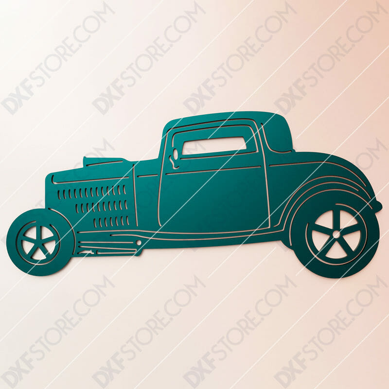 Free DXF File Hot Rod Classic Car Cut-Ready DXF File SVG File for CNC Plasma and Laser Cut