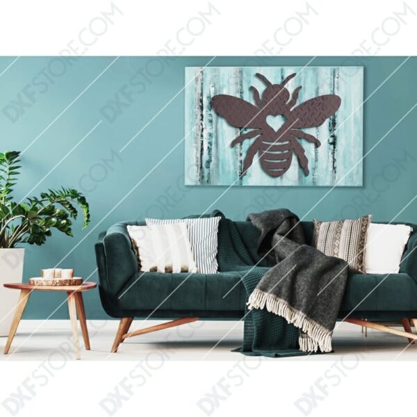 Garden Bumble Bee with Ornamental Heart Metal Sign Yard Decor DXF File Cut-Ready for CNC Plasma Cut