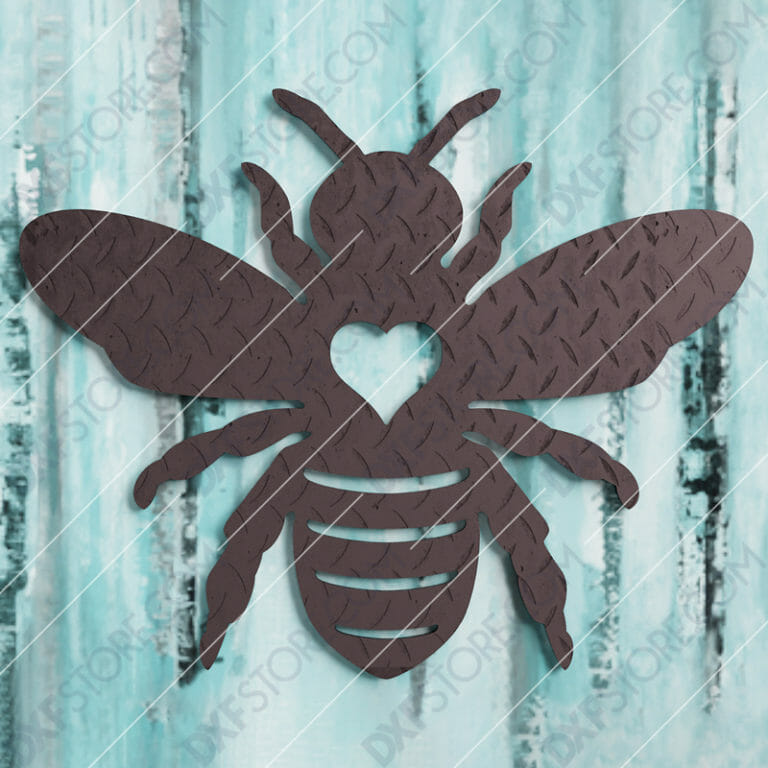 Garden Bumble Bee with Ornamental Heart Metal Sign Yard Decor DXF File SVG File Cut Ready for CNC Plasma and Laser Cut Garden Bumble Bee with Ornamental Heart Metal Sign Yard Decor DXF File SVG File Cut Ready for CNC Plasma and Laser Cut