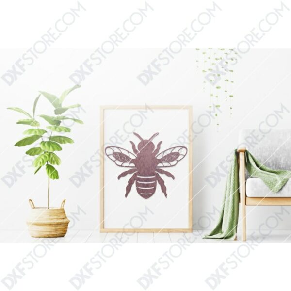 Garden Bumble Bee with Ornamental Wings Metal Sign DXF File SVG File Cut-Ready for CNC Laser Cut