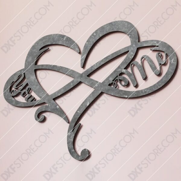 Heart Infinity You & Me Plasma Art Plasma Art Plasma and Laser Cut DXF File for CNC