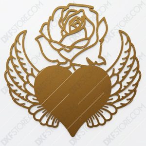 Heart With Wings and Flower DXF File SVG File Cut-Ready for CNC Plasma and Laser Cut