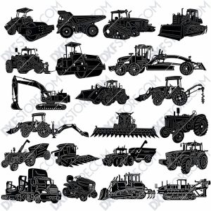 Heavy Duty Construction and Agricultural Machinery DXF SVG Downloadable Files For Sale